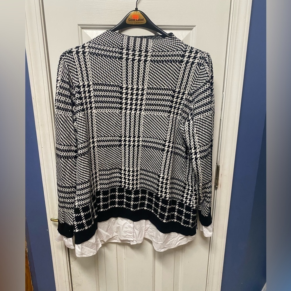 Isaac Mizrahi Live! Layered Jacquard Pullover Sweater Black/white 2X